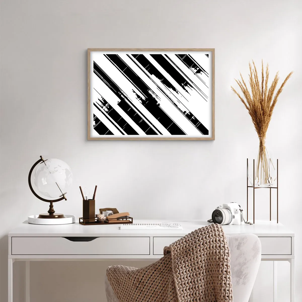 Een poster in een licht eiken lijst - Een intense en dynamische compositie - 70x50 cm