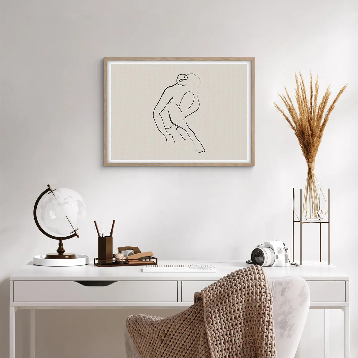 Pôster com moldura de carvalho claro - Esboço íntimo - 70x50 cm