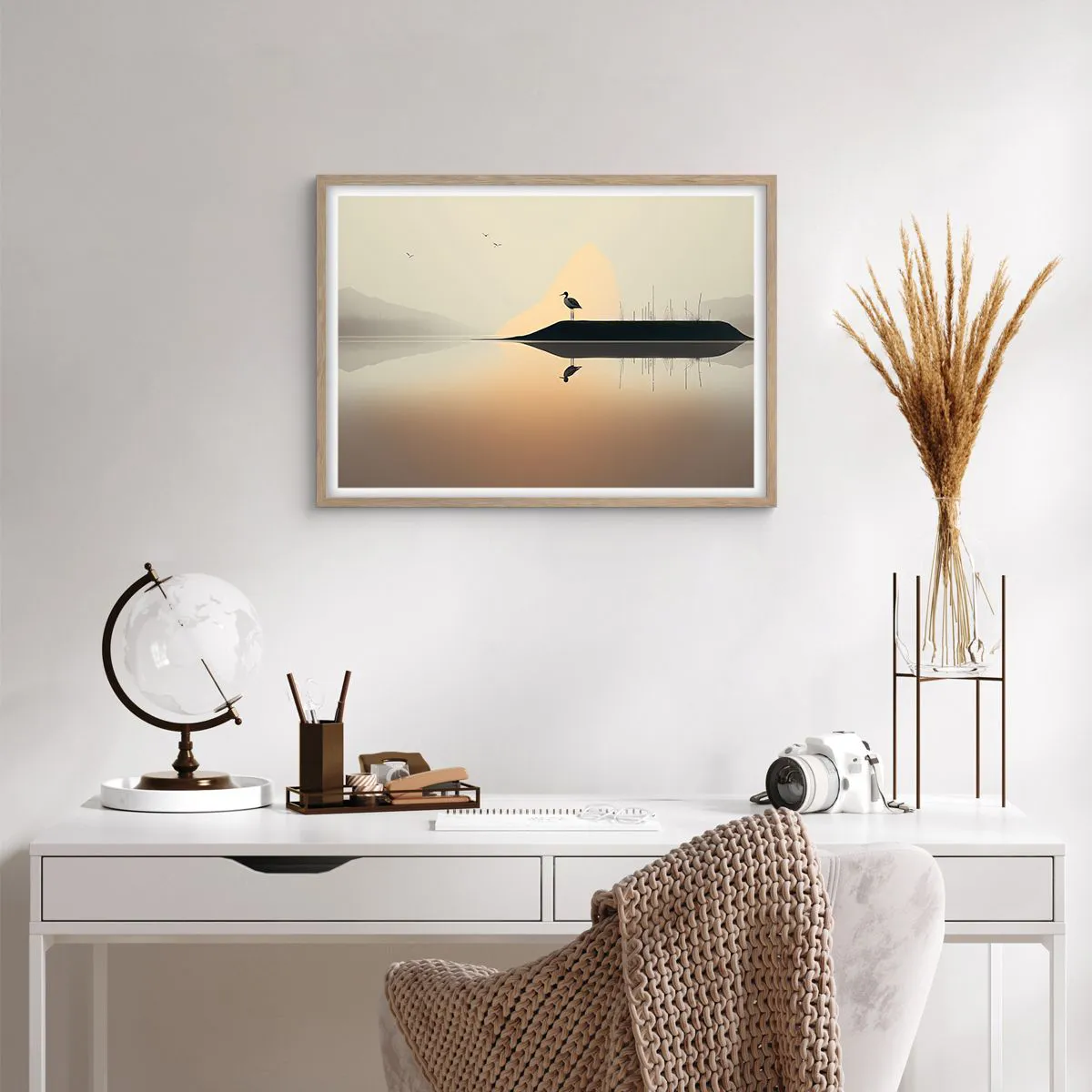 Poster in einem Rahmen aus heller Eiche - Herr am See - 70x50 cm