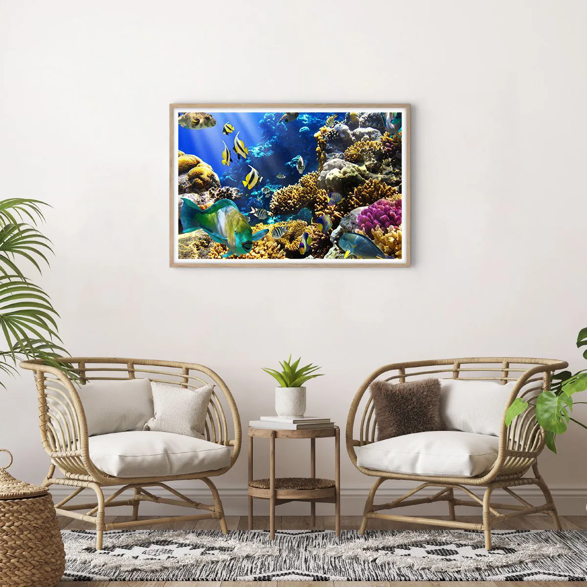 Affiche dans un chêne clair - Poster - Beaucoup de circulation sur la route des vacances - 91x61 cm