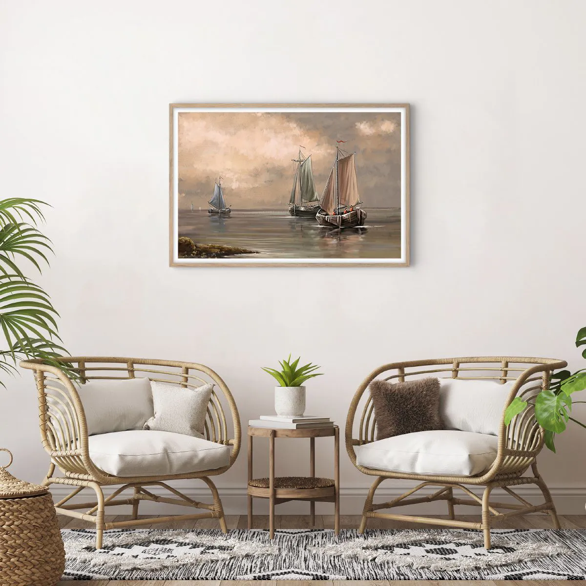 Póster en marco roble claro - El regreso de los marineros - 91x61 cm