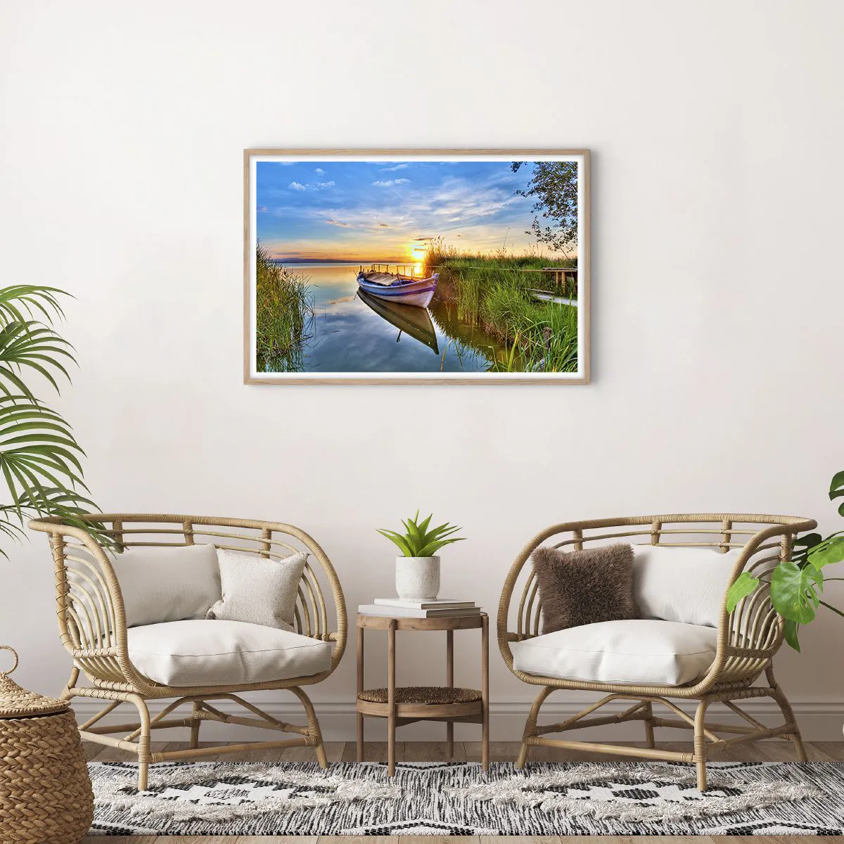 Affiche dans un chêne clair - Poster - La crique où les rêves deviennent réalité - 91x61 cm