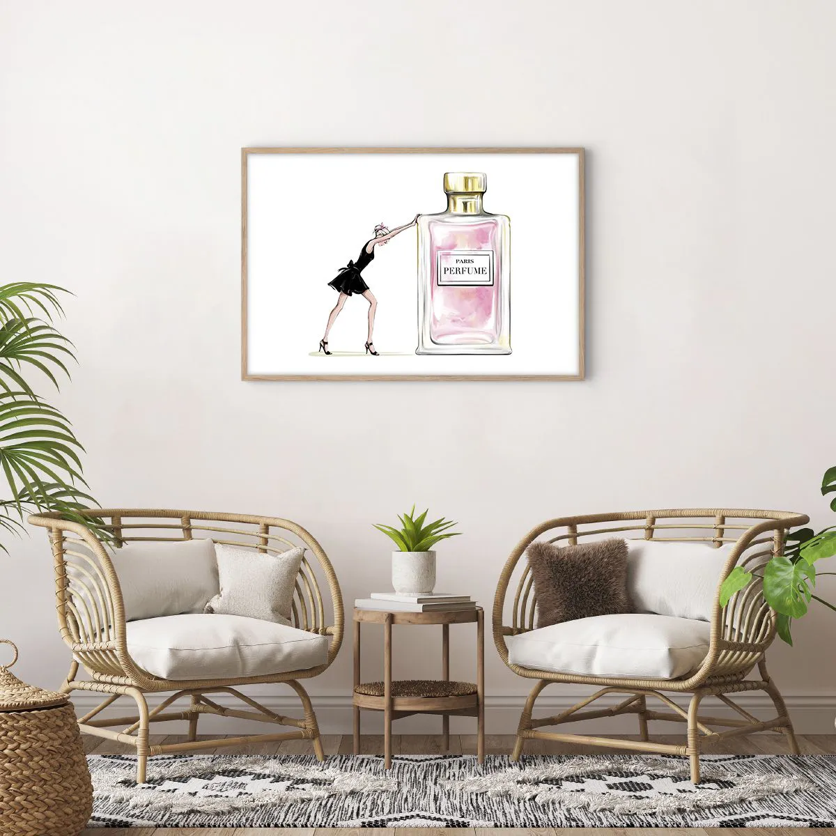 Poster in einem Rahmen aus heller Eiche - Essenz der Weiblichkeit - 91x61 cm