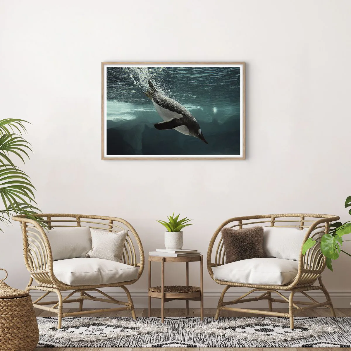 Plakat i ramme af lyst egetræ - Velkommen til min verden - 91x61 cm