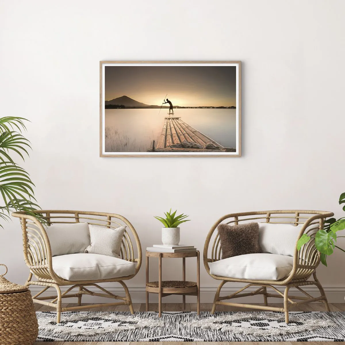 Plakat i ramme af lyst egetræ - Før du hviler - 91x61 cm