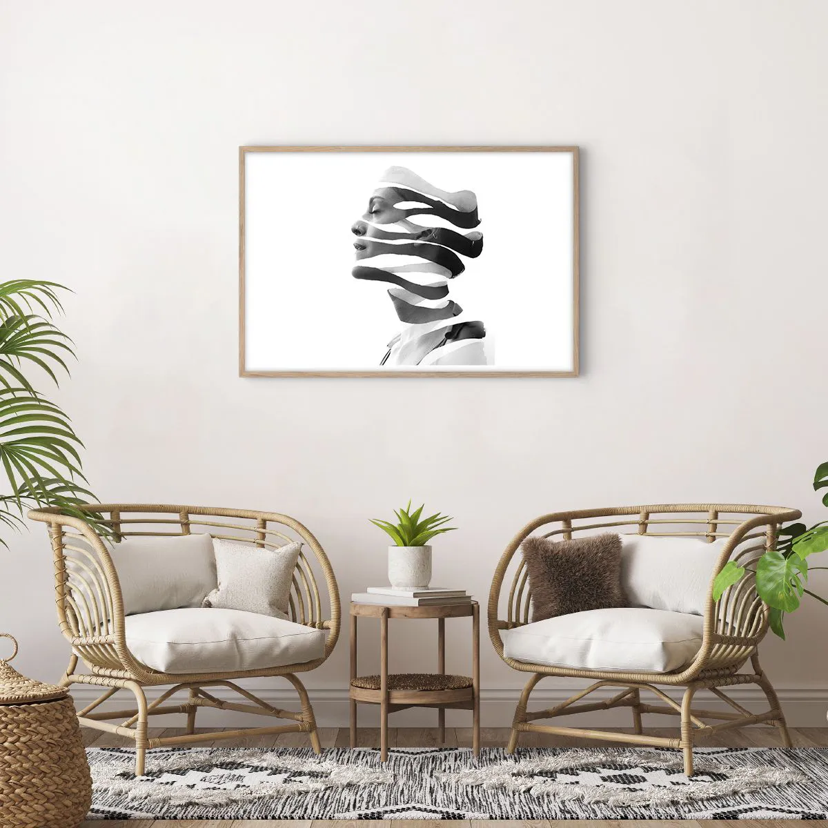 Póster en marco roble claro - Retrato surrealista - 91x61 cm