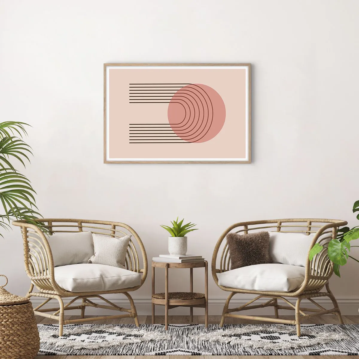 Plakat i ramme af lyst egetræ - Uimodståelig tiltrækningskraft - 91x61 cm