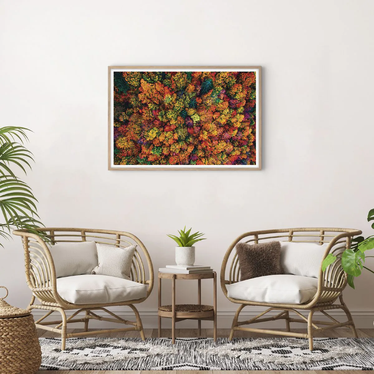 Plakat w ramie jasny dąb - Bukiet jesiennych drzew - 91x61 cm