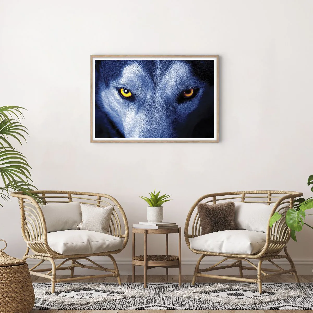 Poster in light oak frame - Mesmerising Look - 91x61 cm