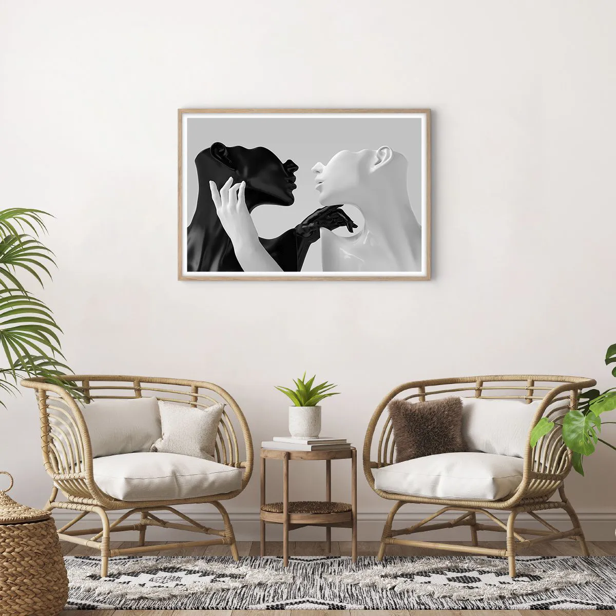 Pôster com moldura de carvalho claro - Atração – desejo - 91x61 cm