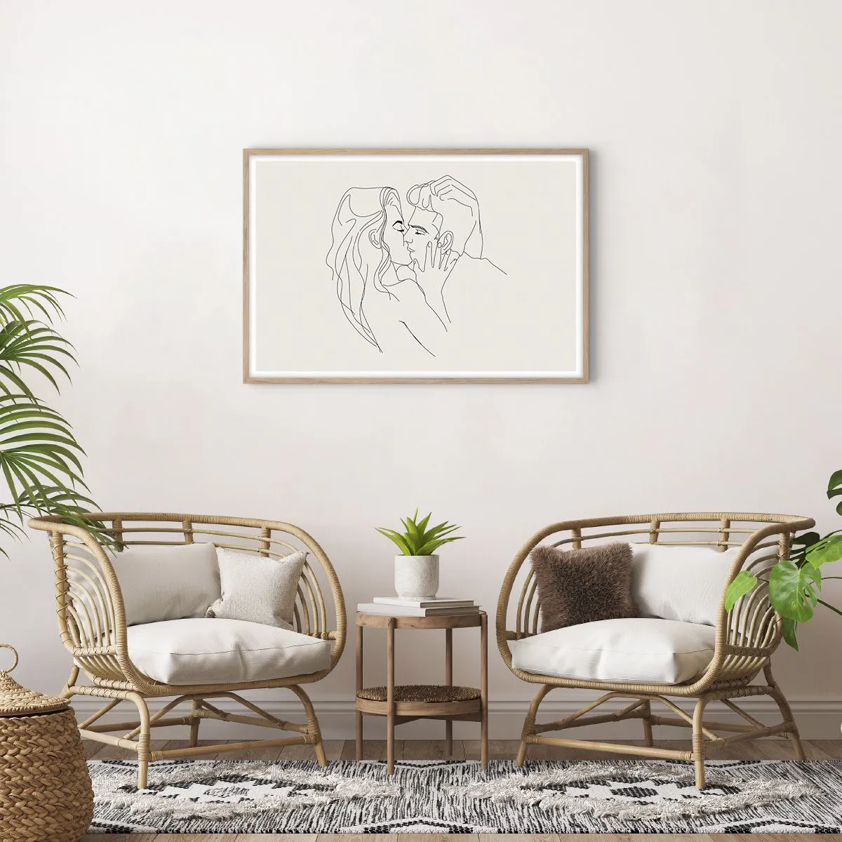 Plakat i ramme af lyst egetræ - Forviklet i følelser - 91x61 cm