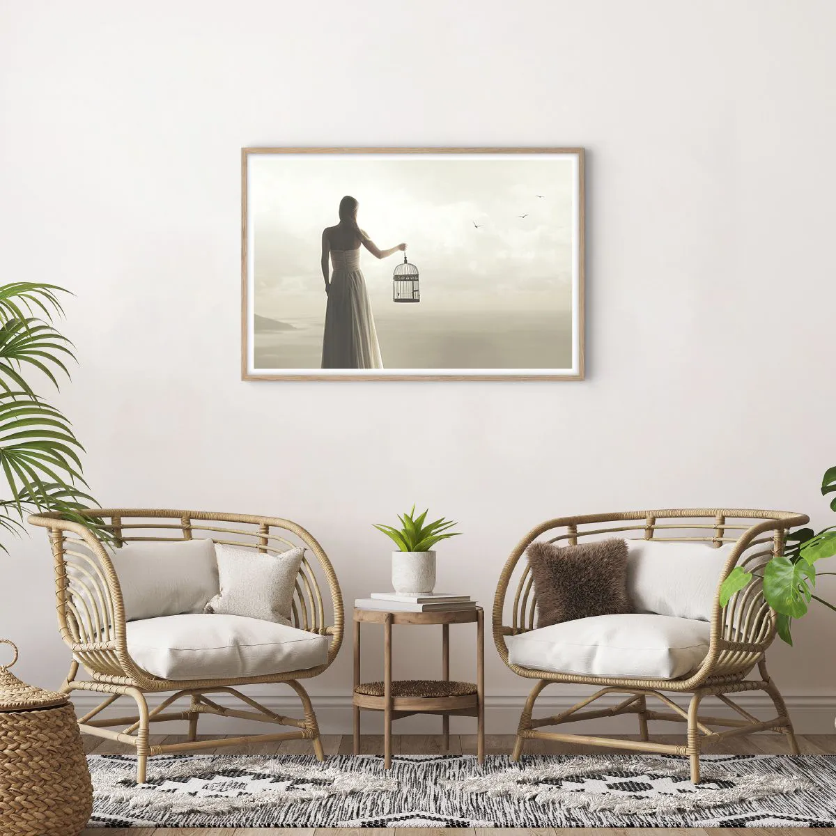 Poster in light oak frame - Be Free - 91x61 cm