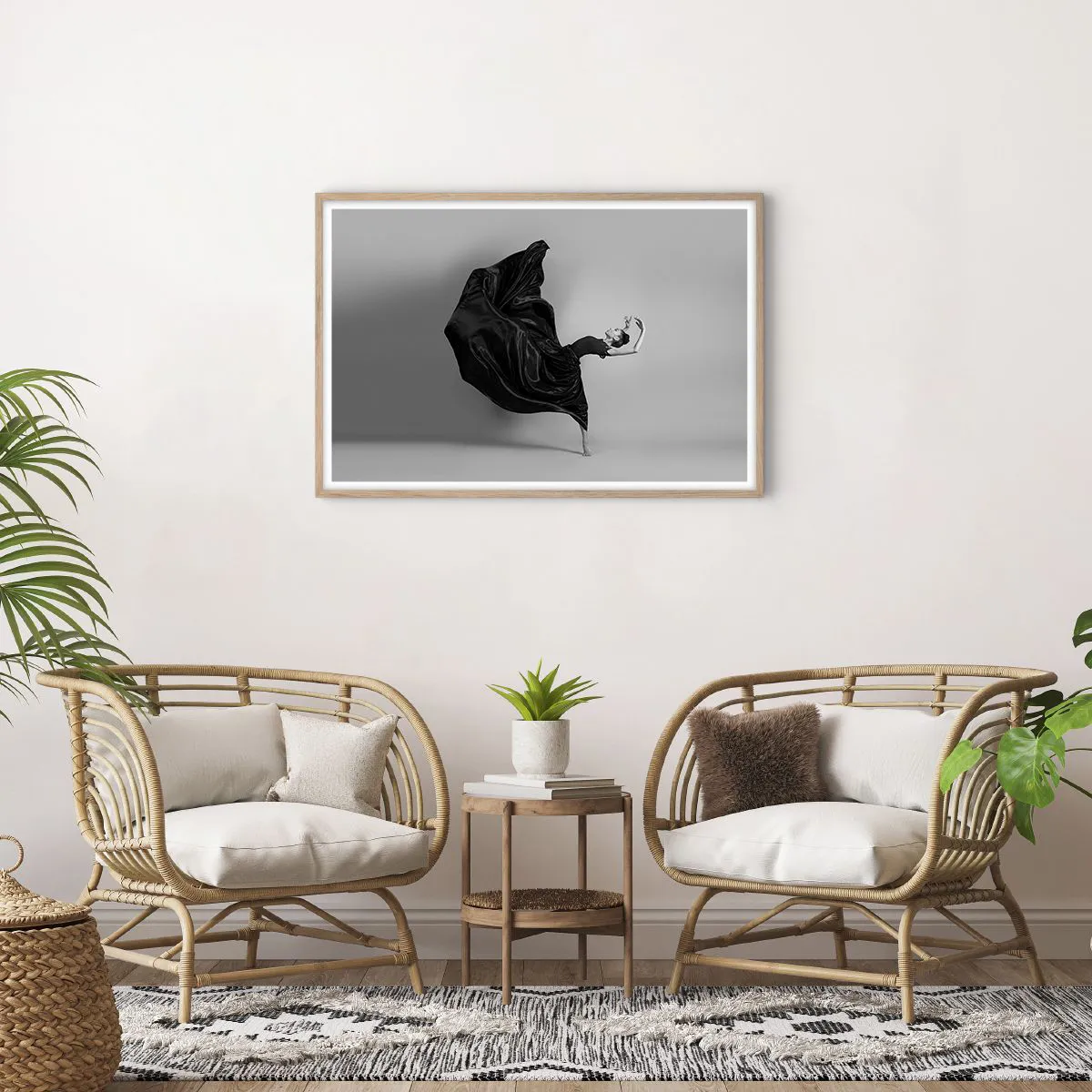 Poster in einem Rahmen aus heller Eiche - Beflügelt durch die Musik - 91x61 cm