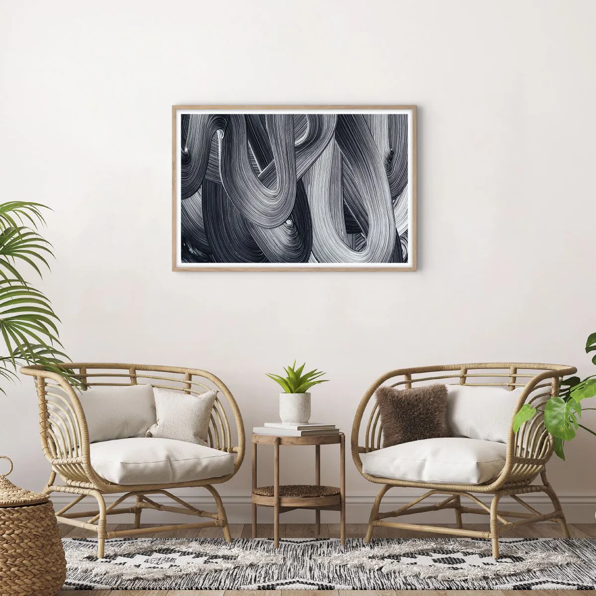 Poster in einem Rahmen aus heller Eiche - Die Fließfähigkeit der Realität - 91x61 cm