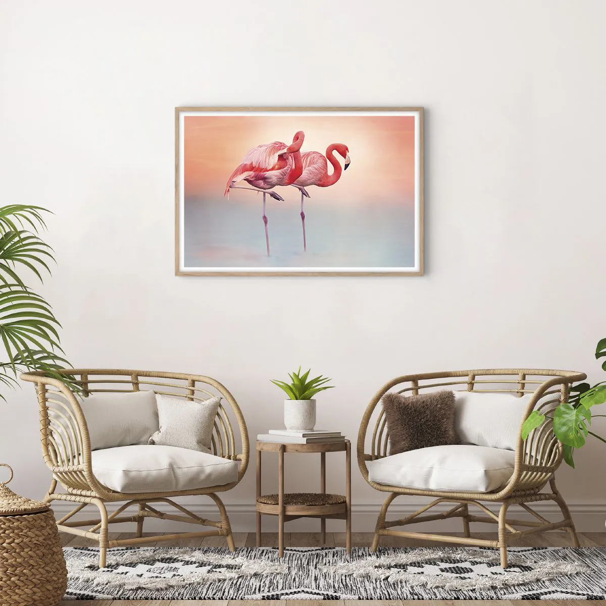 Pôster com moldura de carvalho claro - Na cor do sol poente - 91x61 cm