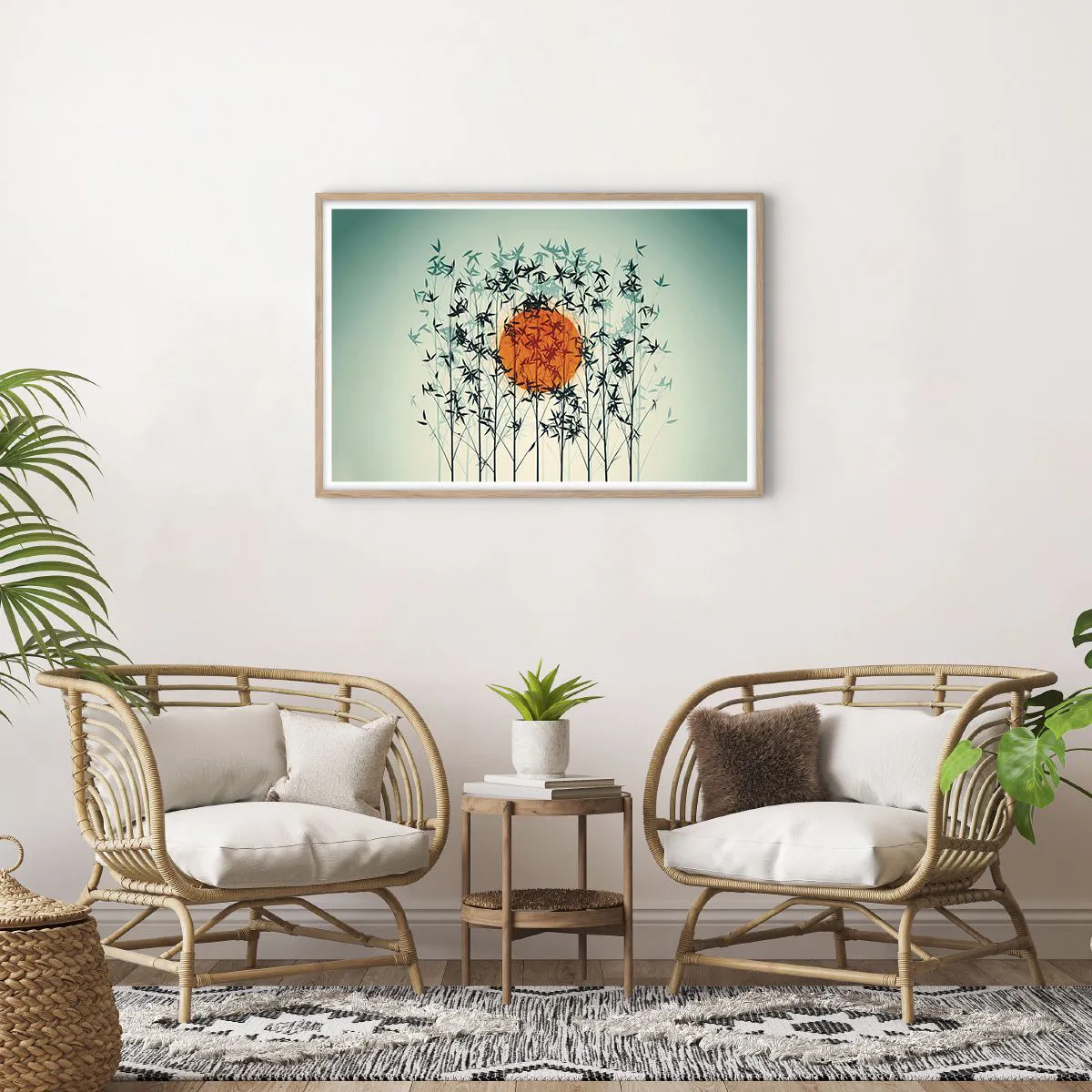 Poszter világos tölgy keretben - Japán nap - 91x61 cm