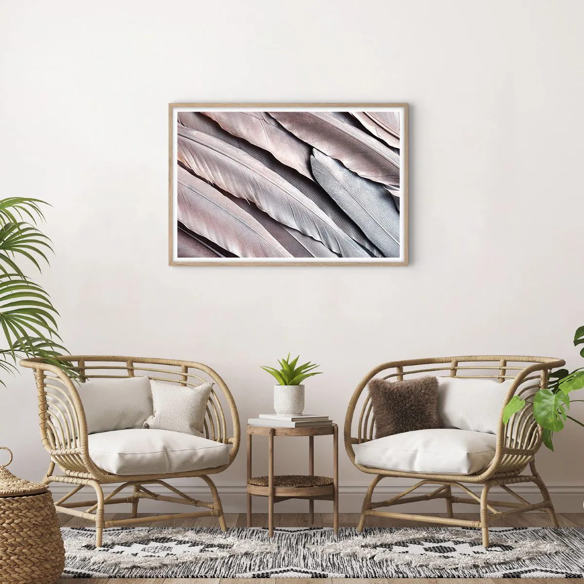 Poster in einem Rahmen aus heller Eiche - In rosa Silber - 91x61 cm