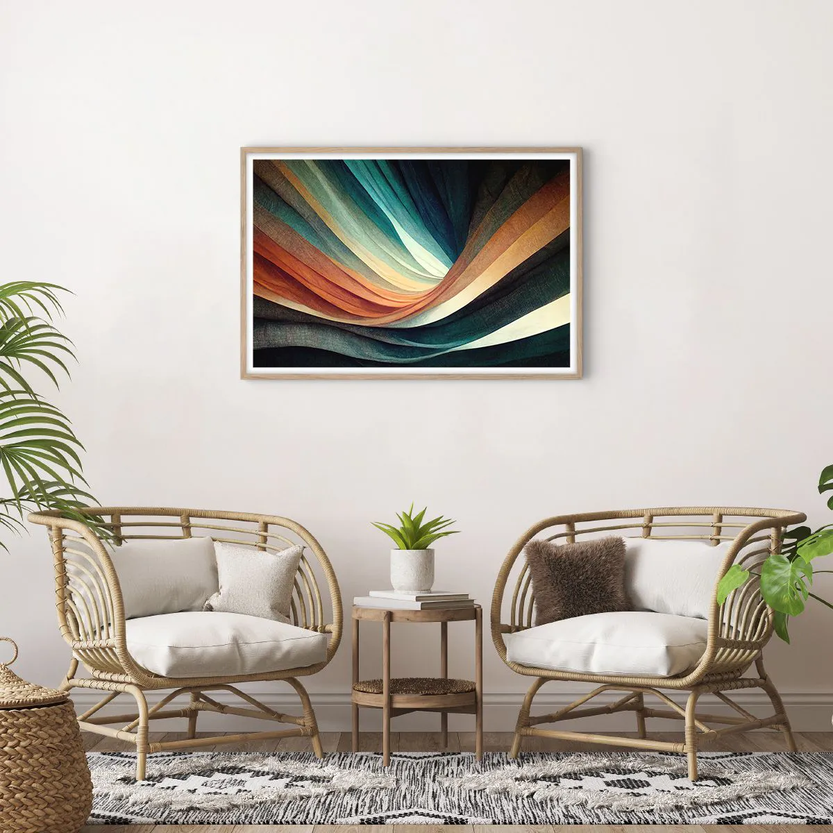 Póster en marco roble claro - Tejido de colores - 91x61 cm