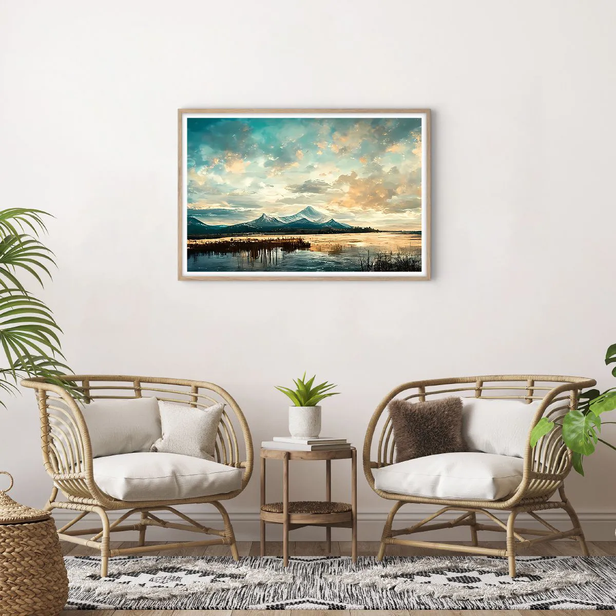 Poster in einem Rahmen aus heller Eiche - Unter dem Schutz des Himmels - 91x61 cm