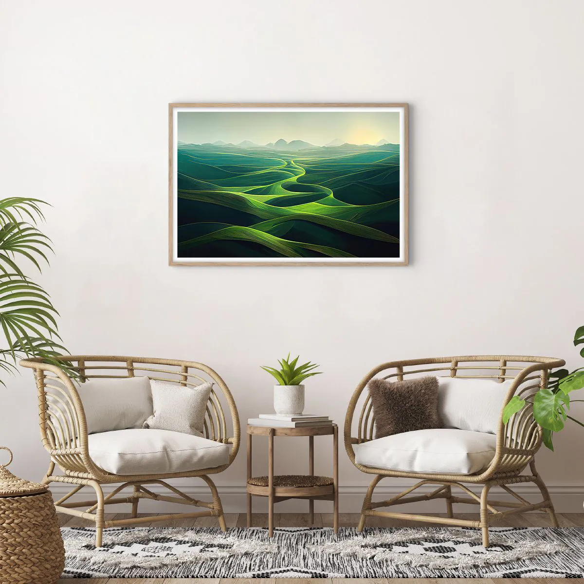 Poster in light oak frame - In Green Valleys - 91x61 cm