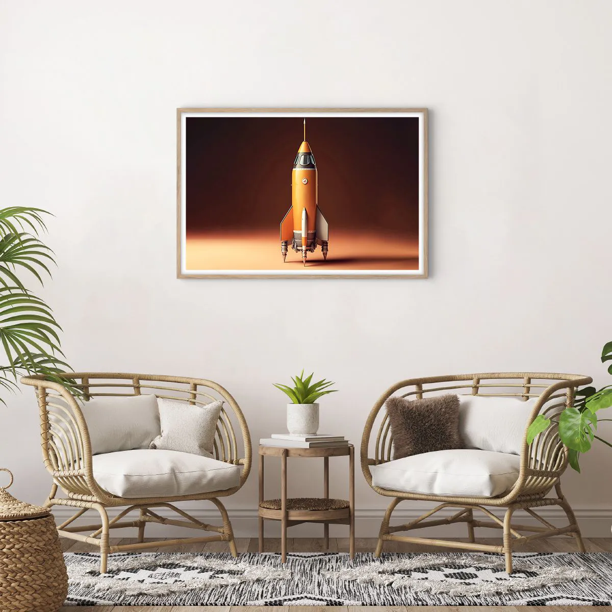 Plakat i ramme af lyst egetræ - Det begynder med en drøm - 91x61 cm