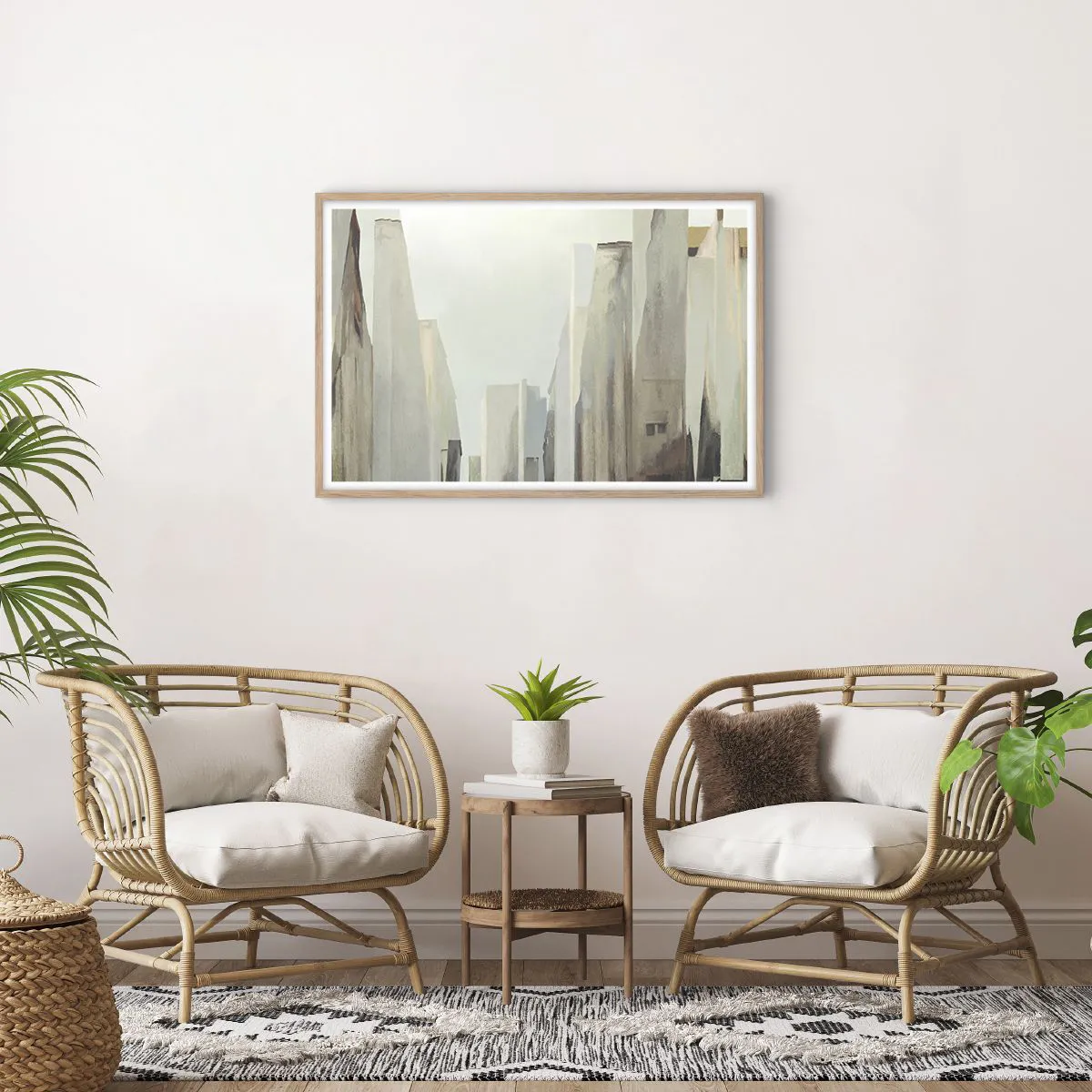 Pôster com moldura de carvalho claro - Sonho com a cidade - 91x61 cm