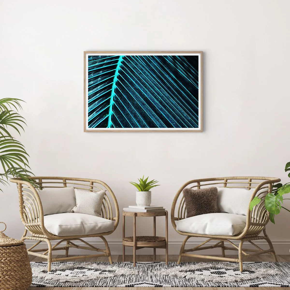 Een poster in een licht eiken lijst - Groene textuur - 91x61 cm