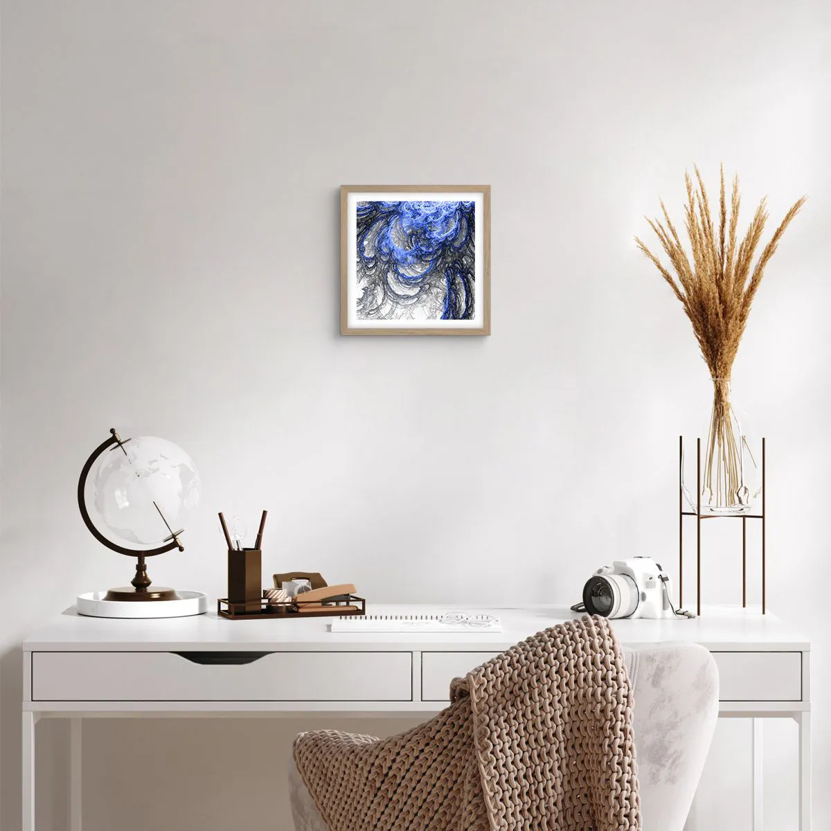 Poszter világos tölgy keretben - Egy hullám születése - 30x30 cm