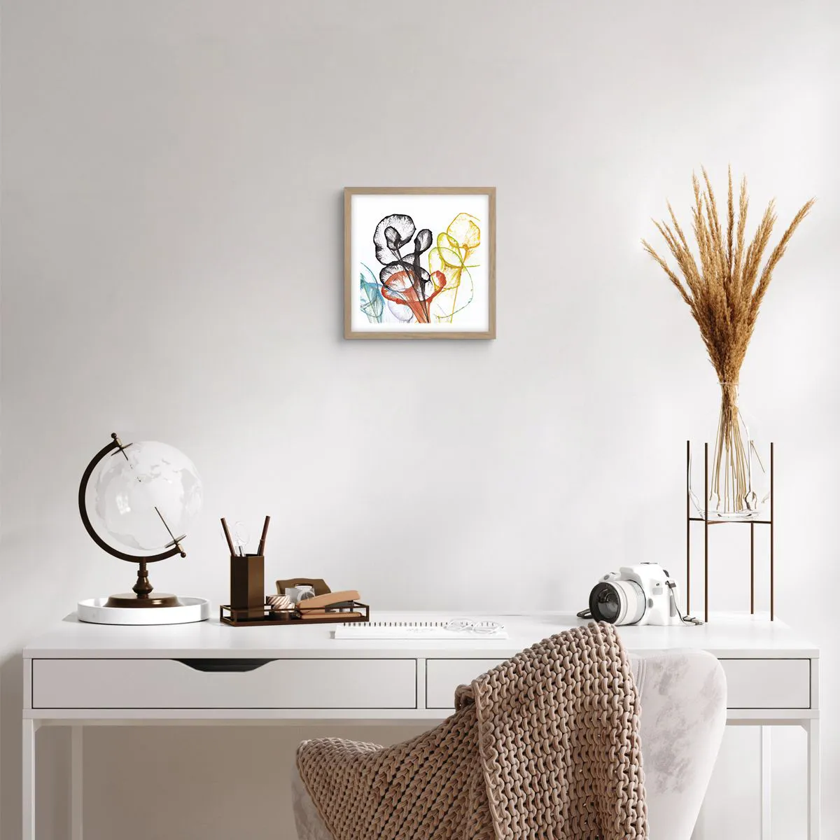 Affiche dans un chêne clair - Poster - Fleurs avec une âme - 30x30 cm