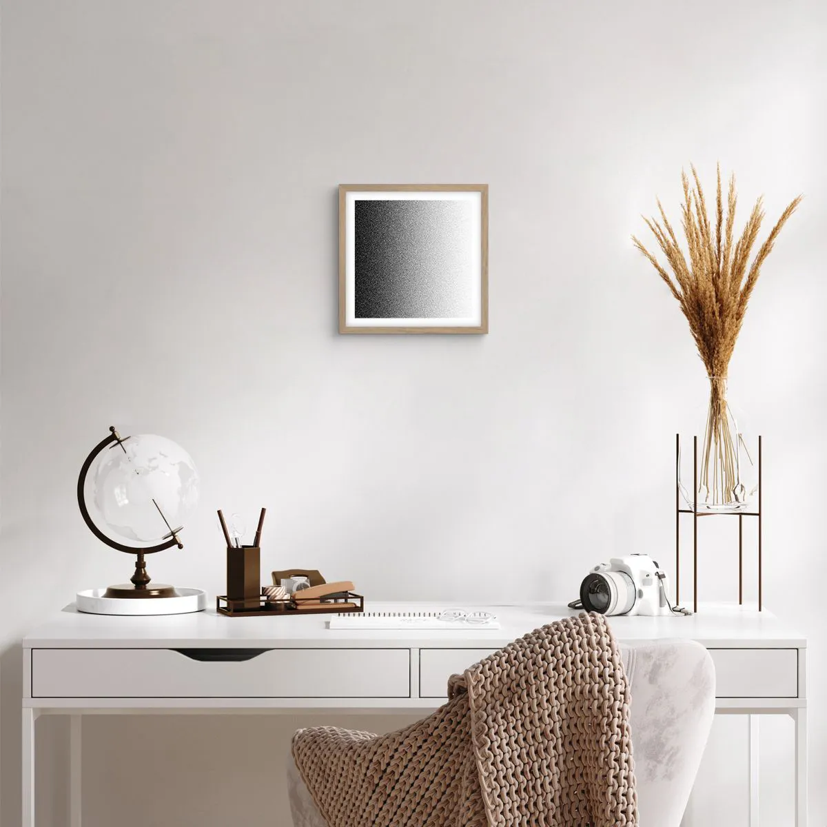 Plakat i ramme af lyst egetræ - På vej mod lyset - 30x30 cm