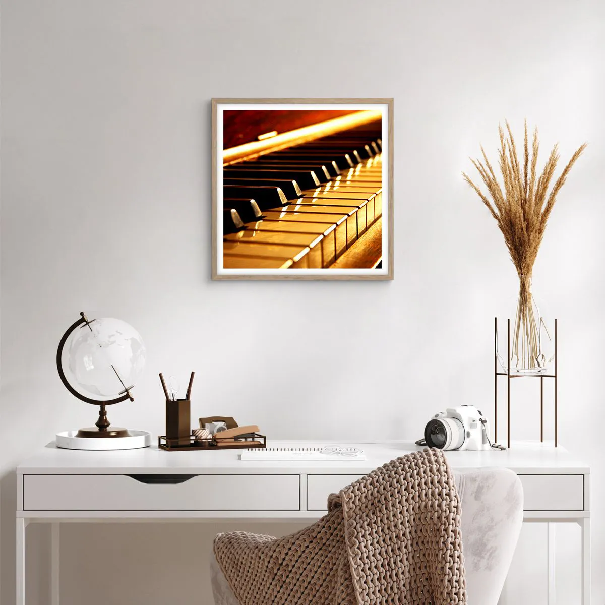 Plakat i ramme af lyst egetræ - Ubegrænsede muligheder - 40x40 cm