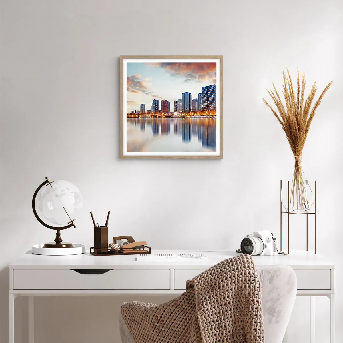 Plakat w ramie jasny dąb - Monumentalny spokój Paryża - 40x40 cm