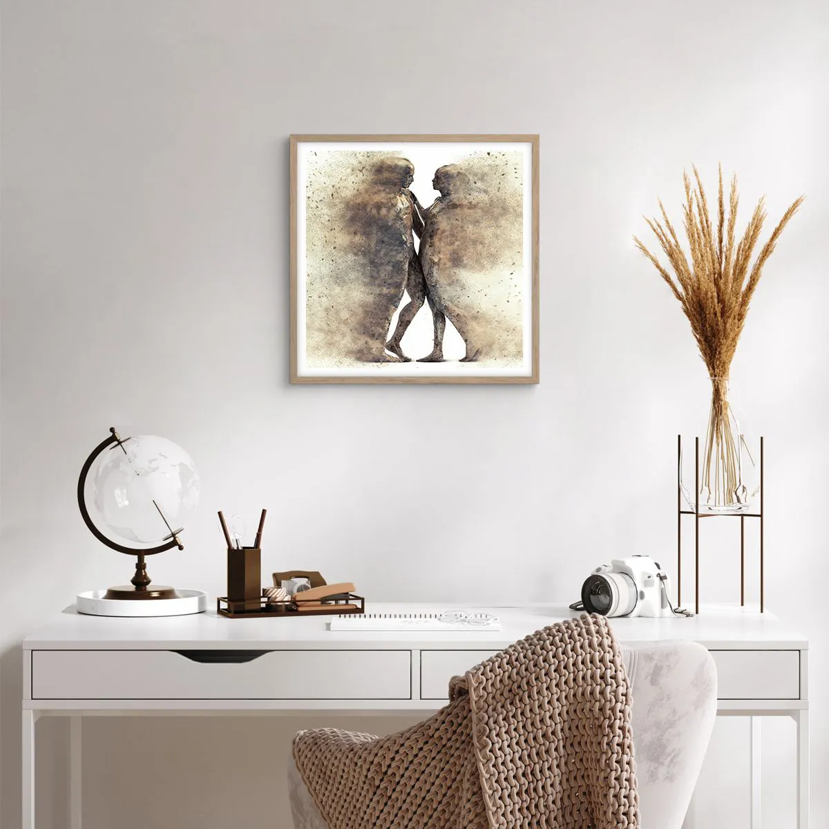 Affiche dans un chêne clair - Poster - Ils sont sortis de la poussière pour aimer - 40x40 cm