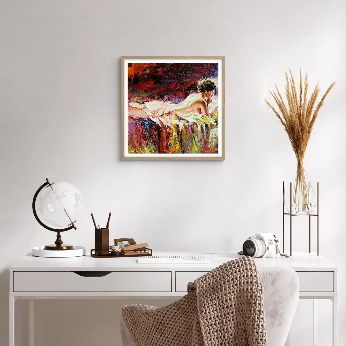 Affiche dans un chêne clair - Poster - Vénus en pensée - 40x40 cm