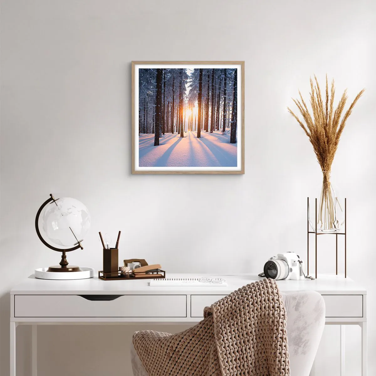 Plakat w ramie jasny dąb - Wyraźnie czarno na białym - 40x40 cm