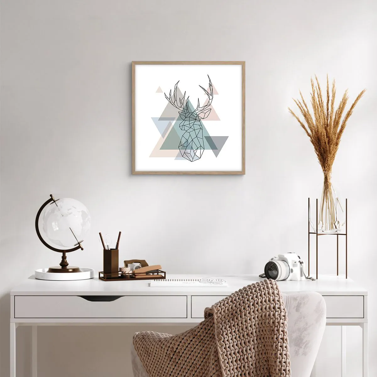 Poster in light oak frame - In a Geometrical Forest - 40x40 cm
