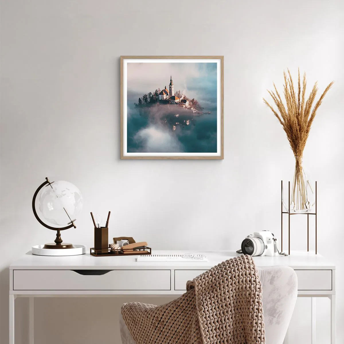 Affiche dans un chêne clair - Poster - Île de rêve - 40x40 cm