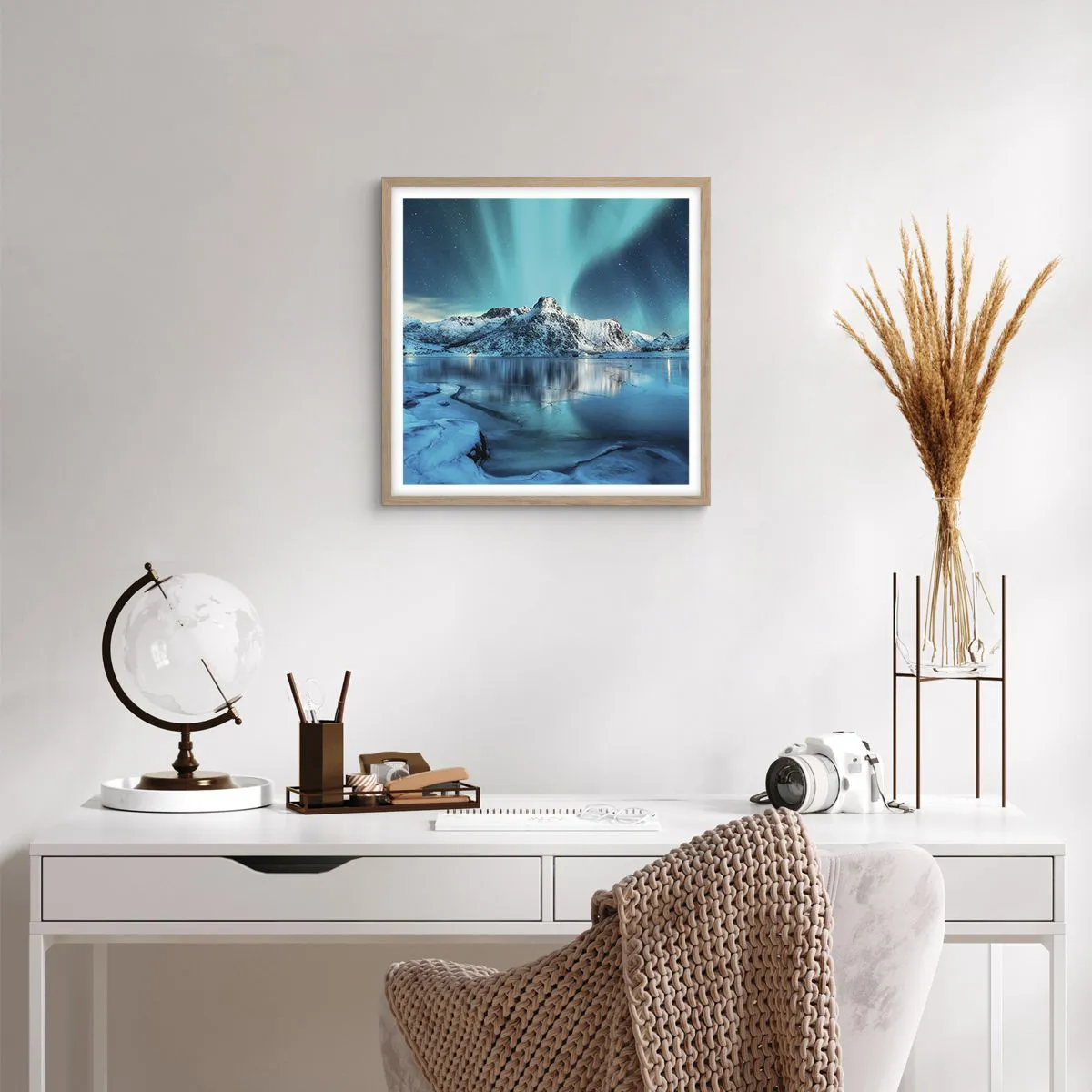 Poster in cornice rovere chiaro - Notte di luce - 40x40 cm