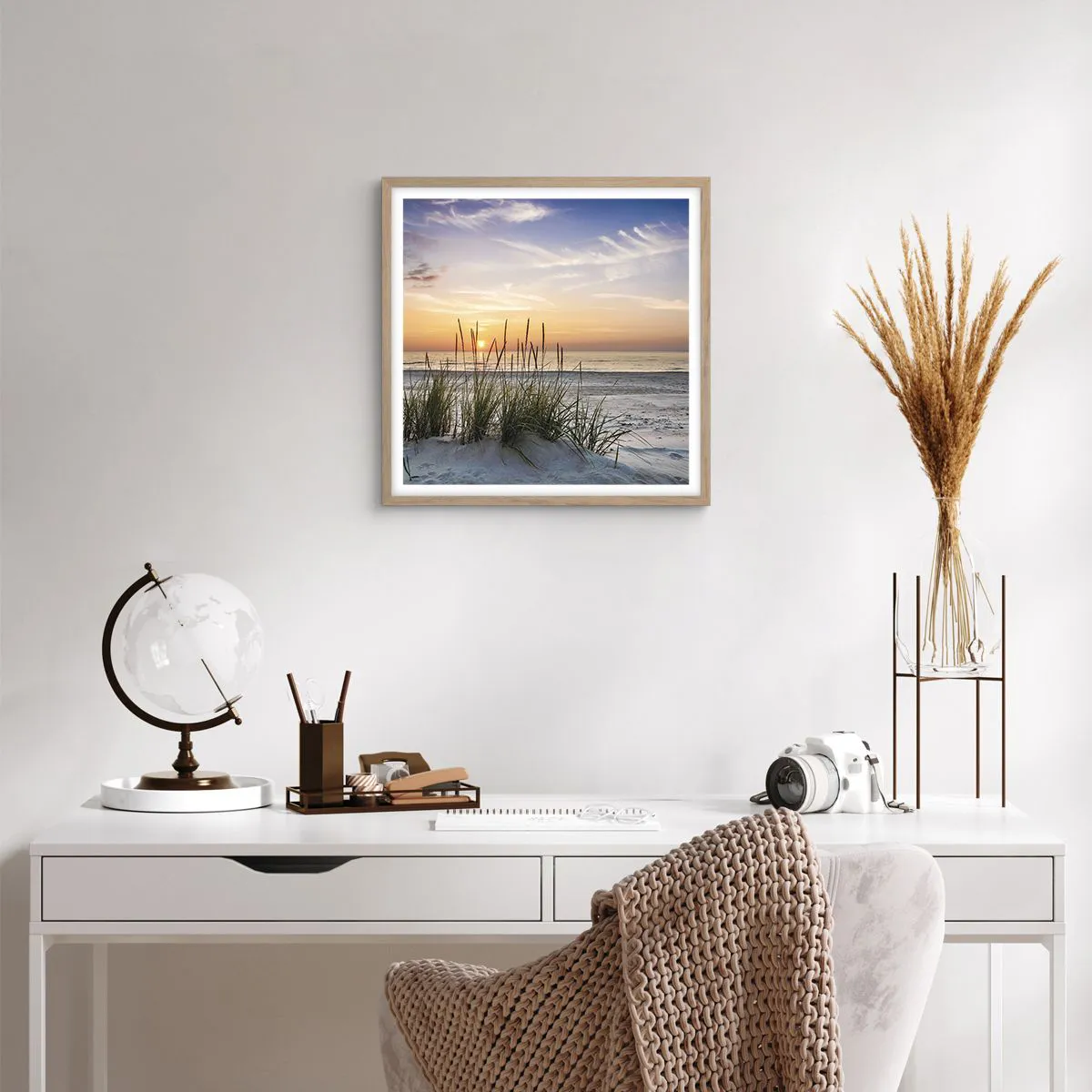 Poster in light oak frame - Look, Think, Feel - 40x40 cm