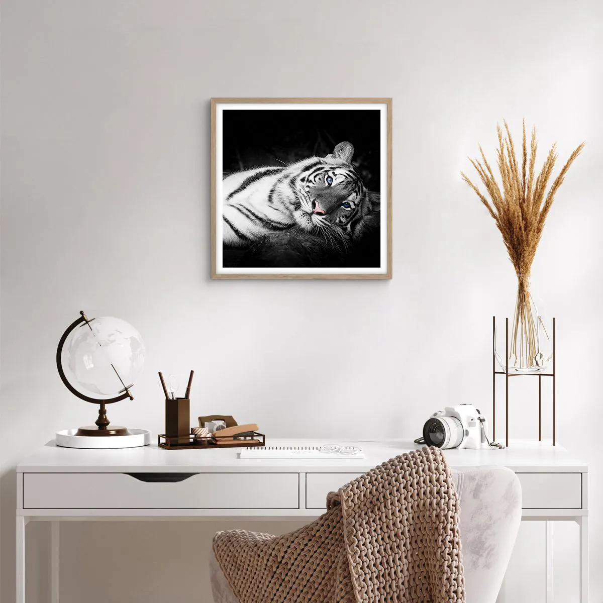 Pôster com moldura de carvalho claro - Selvagem e tranquilo - 40x40 cm