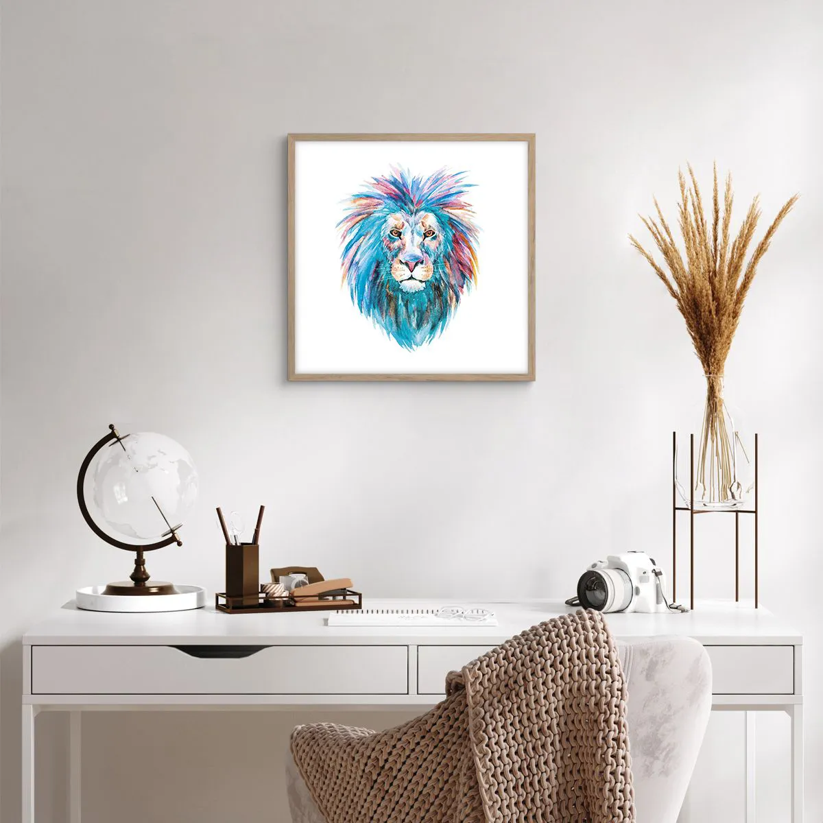 Poster in light oak frame - Electrifying Aura - 40x40 cm