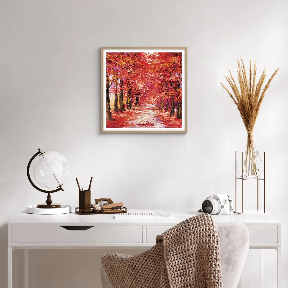 Affiche dans un chêne clair - Poster - Impression d'automne - 40x40 cm