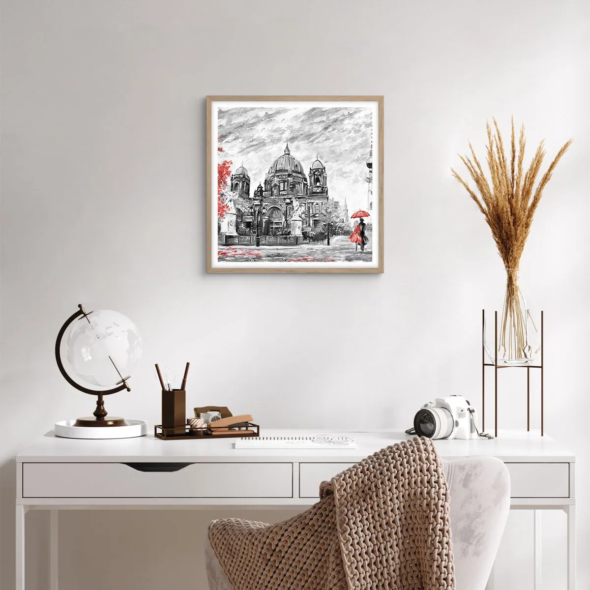 Poster in light oak frame - Berlin Encounter - 40x40 cm