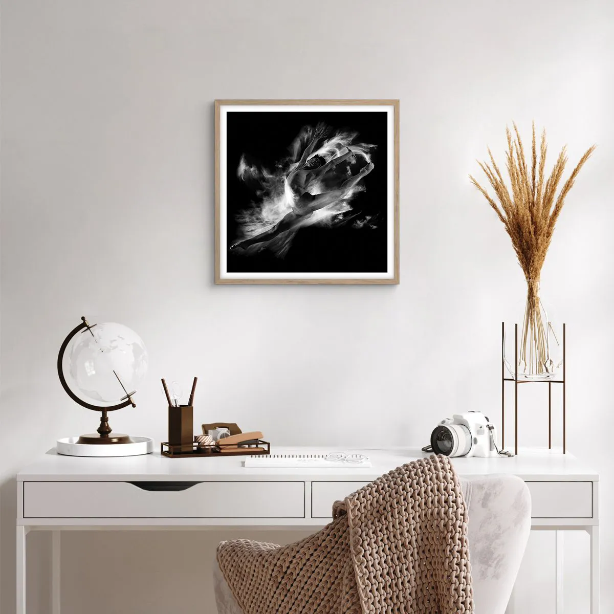 Poster în ramă de stejar deschis - Oprit în zbor - 40x40 cm