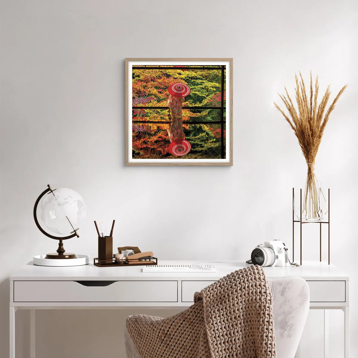 Poster in light oak frame - In a Temple of Nature - 40x40 cm