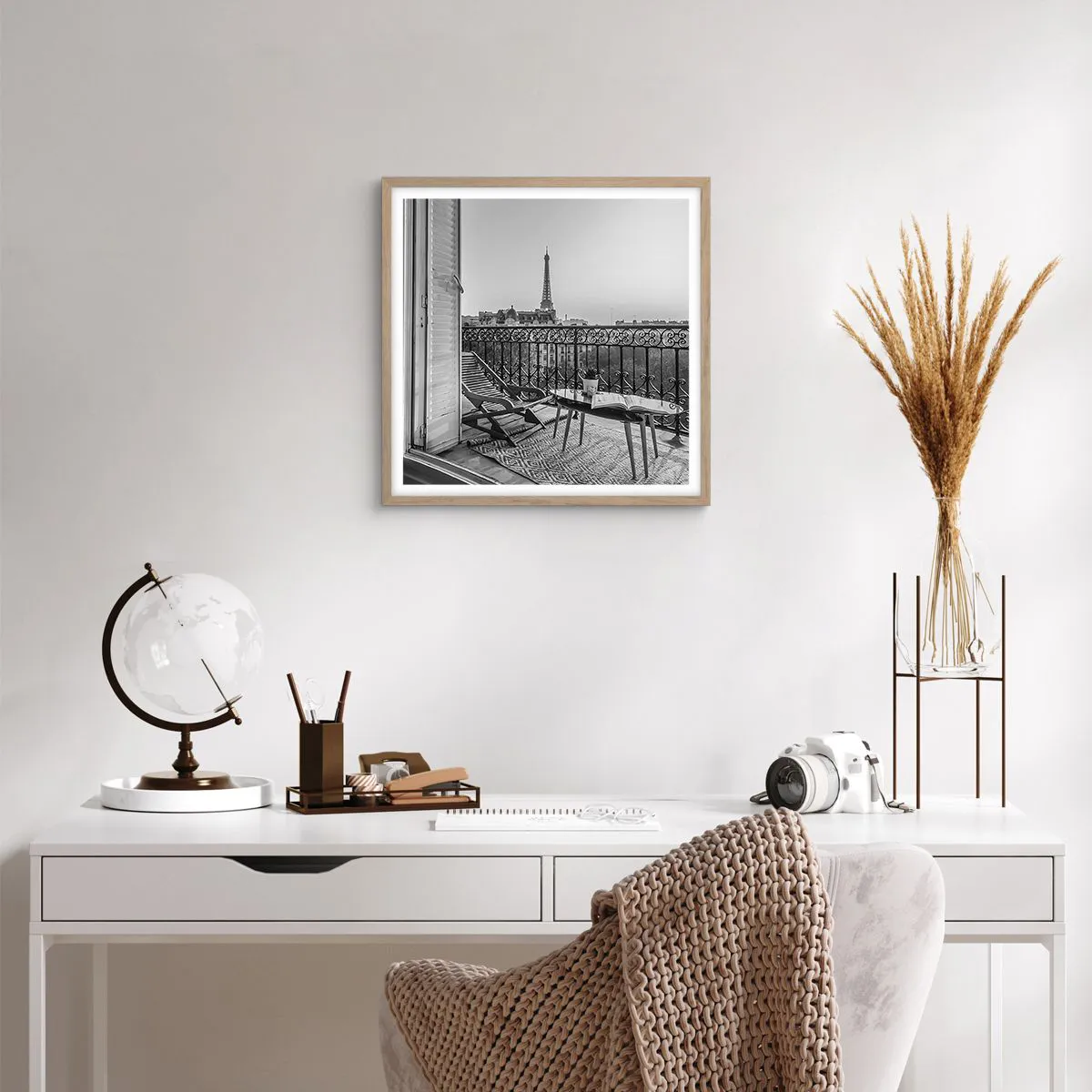 Pôster com moldura de carvalho claro - Tarde de Paris - 40x40 cm