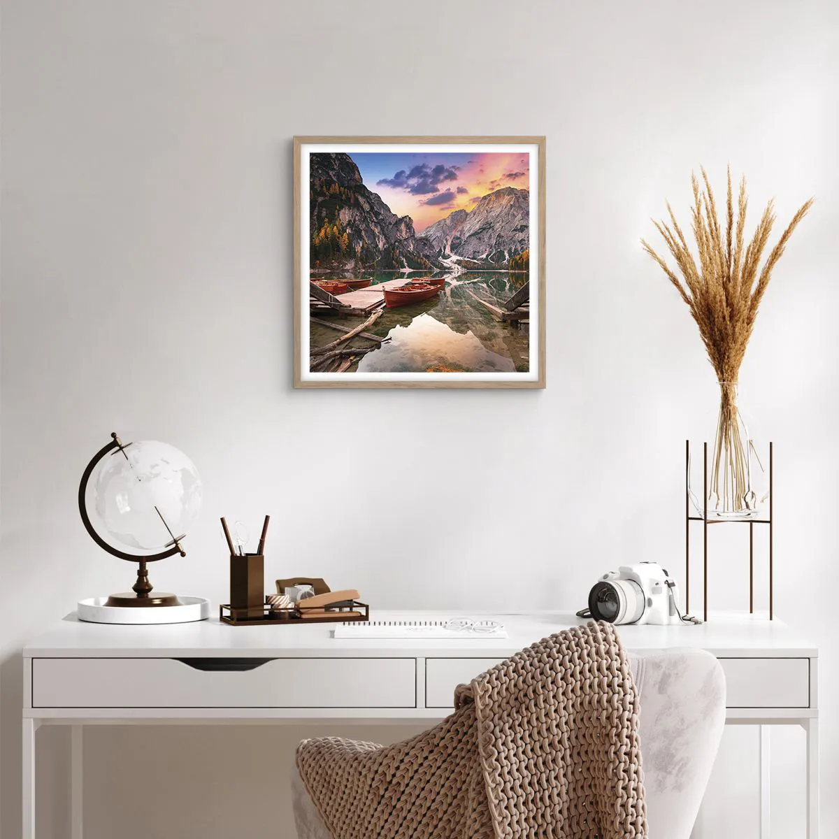 Plakat i ramme af lyst egetræ - Dagens løfte - 40x40 cm