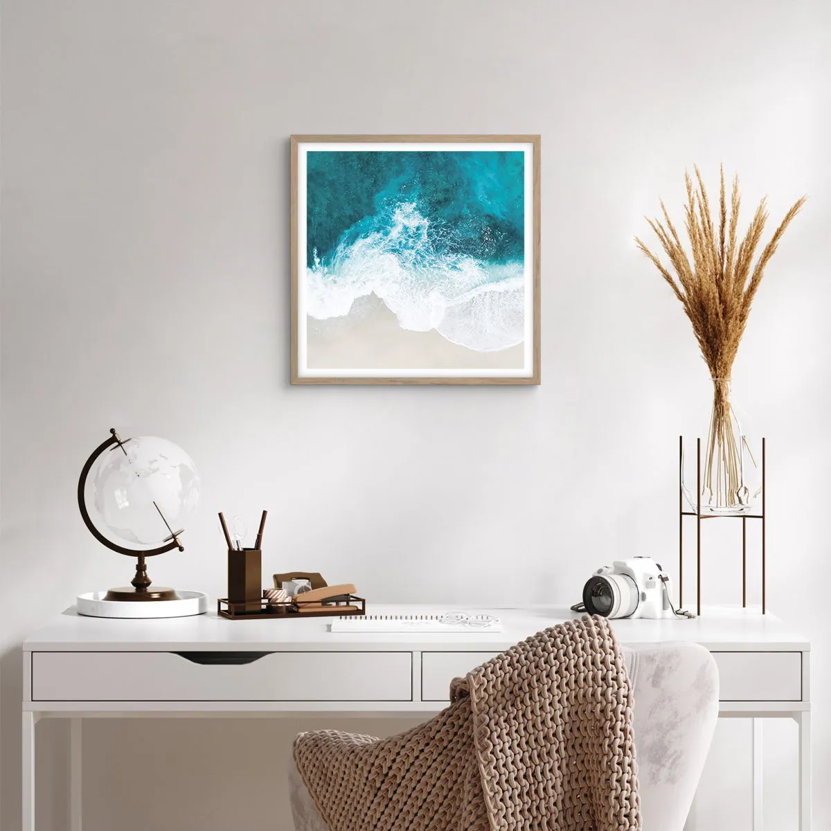 Poster in light oak frame - Natural Caress - 40x40 cm