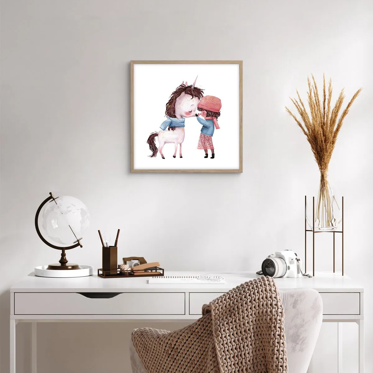 Plakat i ramme af lyst egetræ - En vinterhistorie - 40x40 cm