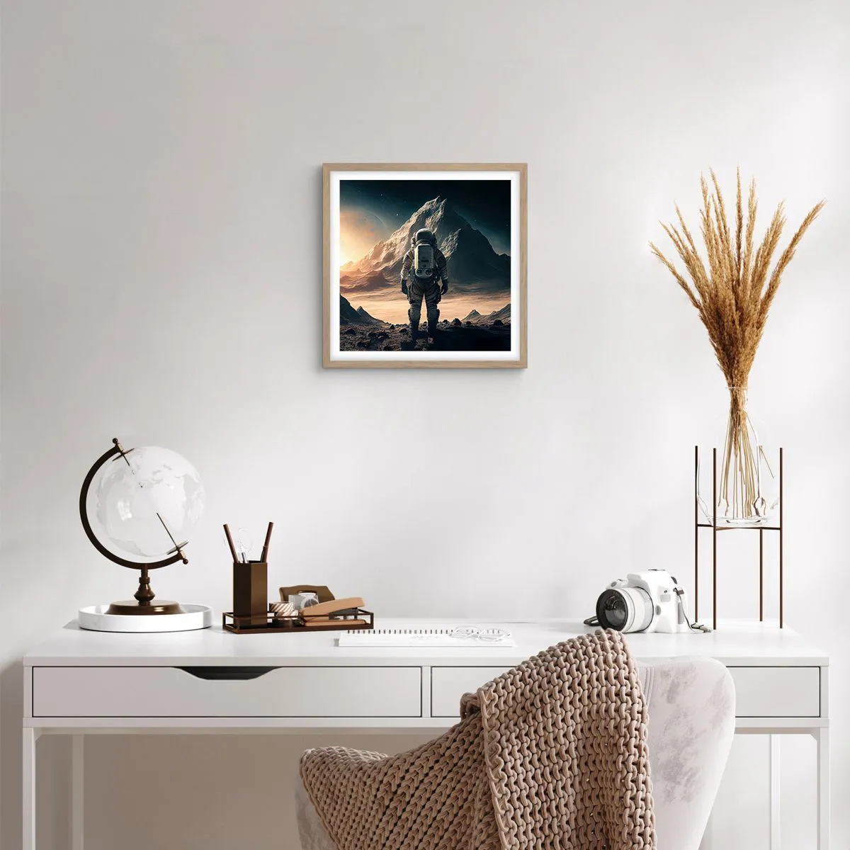 Poster in einem Rahmen aus heller Eiche - Neue Herausforderung - 40x40 cm